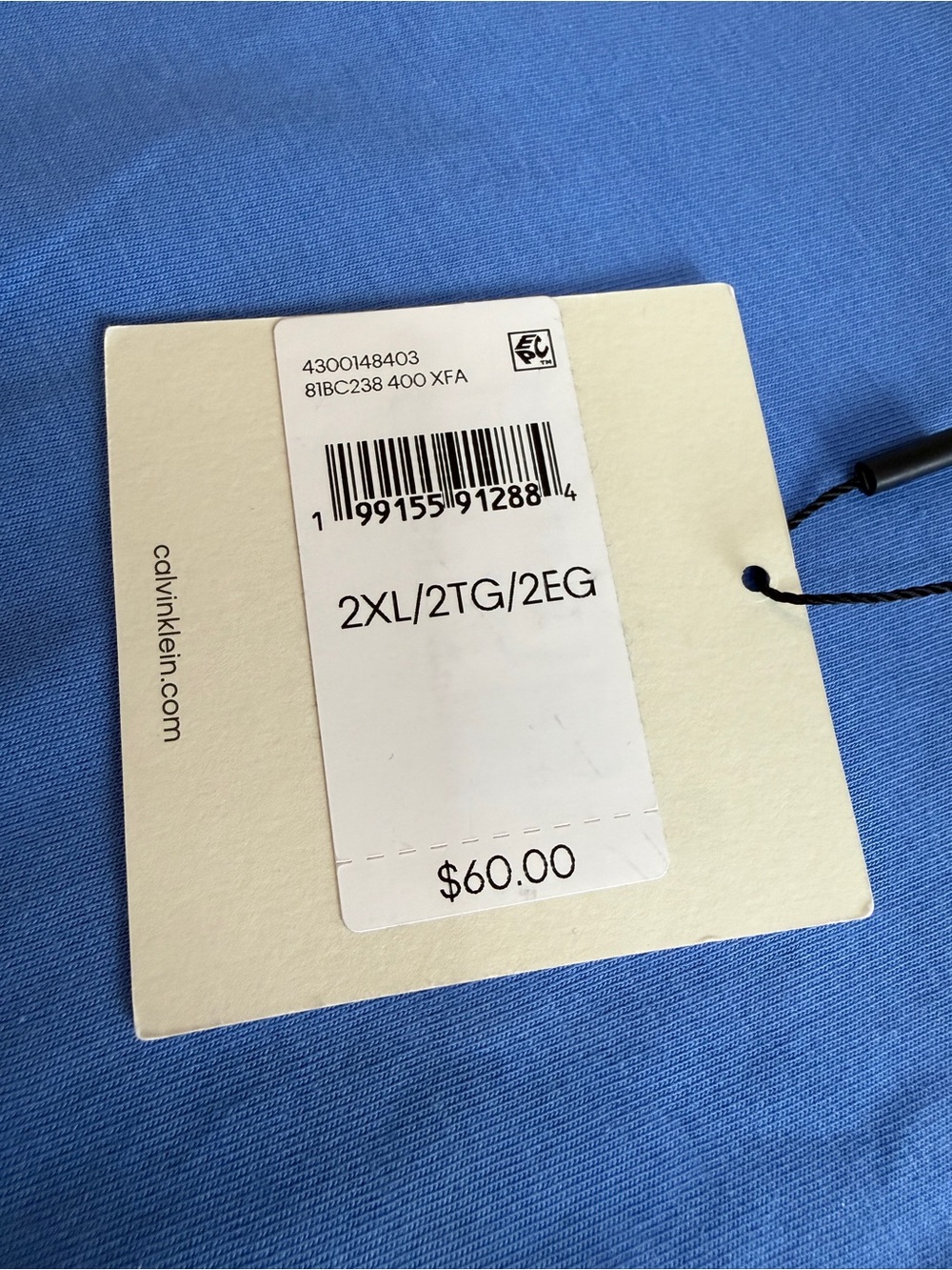 Calvin Klein Men’s Blue Logo T-Shirt 2XL – New With Tags - Picture 3 of 5